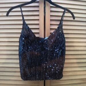 Sequin Black Camisole Top